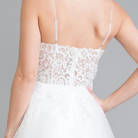 WEDDING BRDAL LONG MAXI White Sweetheart Neck Lace Bodice Prom Dress 010 - Picture 5 of 9